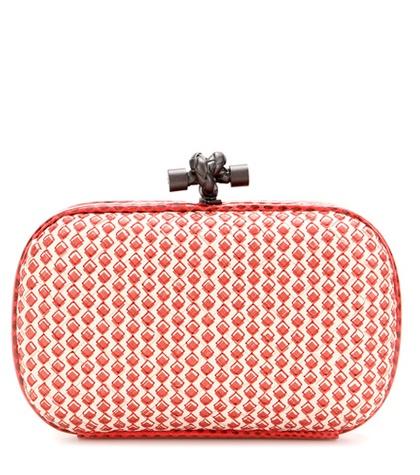 Bottega Veneta Knot Snakeskin-trimmed Printed Leather Box Clutch