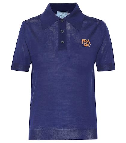 Prada Logo Intarsia Wool Polo Shirt