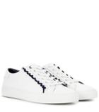 Tory Burch Ruffle Embellished Leather Sneakers