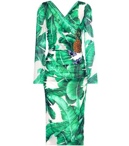 Frame Printed Embellished Silk-blend Wrap Dress