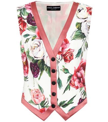 Dolce & Gabbana Floral-printed Silk-blend Vest
