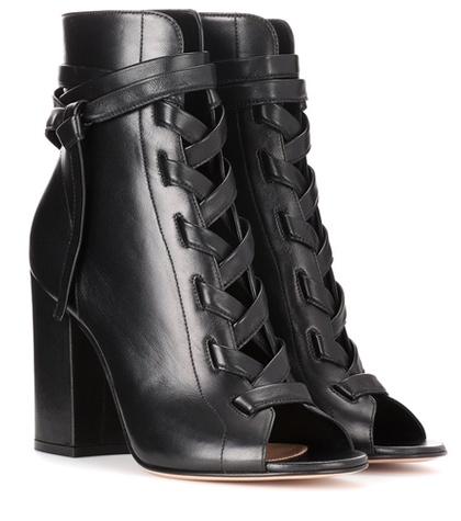 Gianvito Rossi Brooklyn Open-toe Leather Ankle Boots