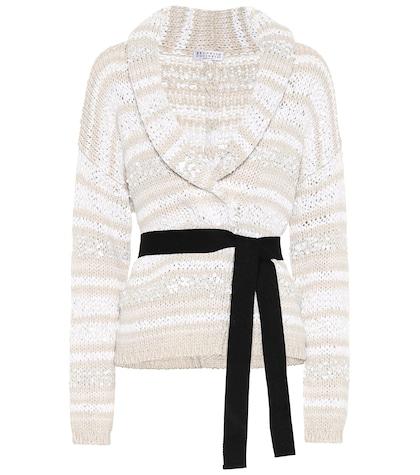Brunello Cucinelli Sequined Cotton Blend Cardigan