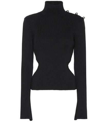 Alexandre Vauthier Ribbed Turtleneck Wool Sweater