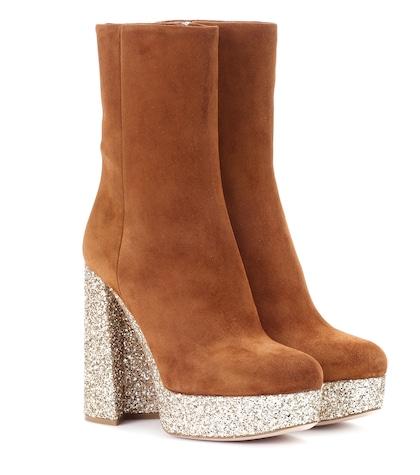 Rochas Suede Plateau Ankle Boots
