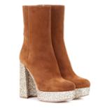 Rochas Suede Plateau Ankle Boots