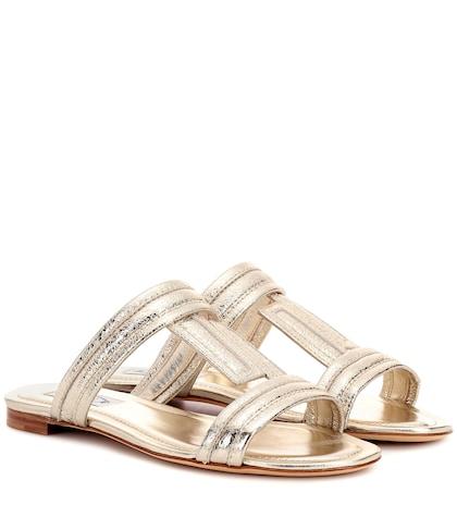 Gucci Kids Metallic Leather Sandals