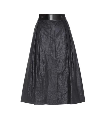 Bottega Veneta Leather-trimmed Linen Skirt