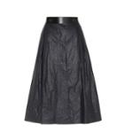 Bottega Veneta Leather-trimmed Linen Skirt