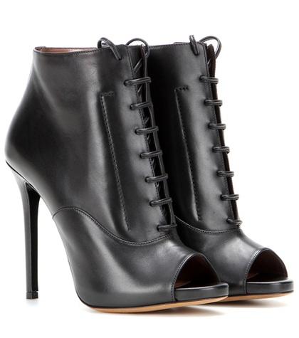 Burberry Pace Leather Peep-toe Ankle Boots