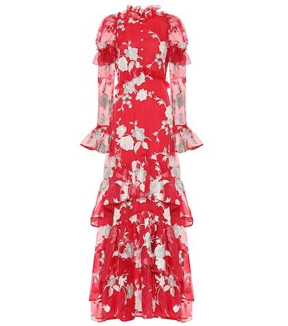 Erdem Evangeline Floral-embroidered Silk Gown