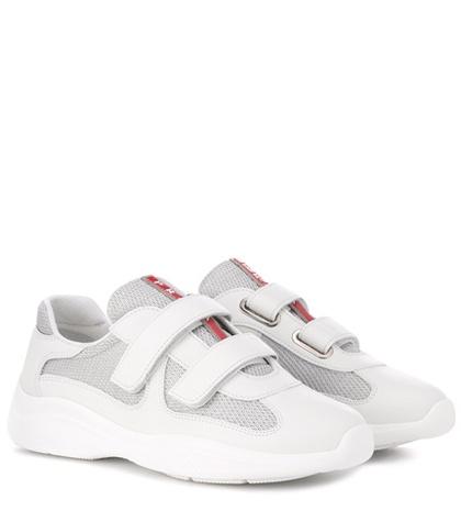 Prada Leather-trimmed Sneakers