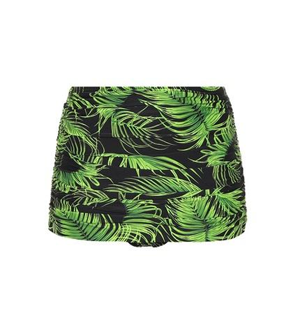Norma Kamali Bill Leaf-printed Bikini Bottoms