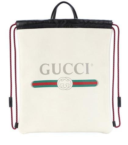 Gucci Printed Leather Drawstring Backpack