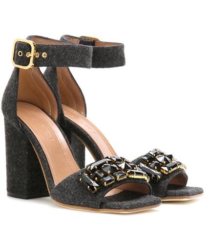 Marni Crystal-embellished Felt Sandals