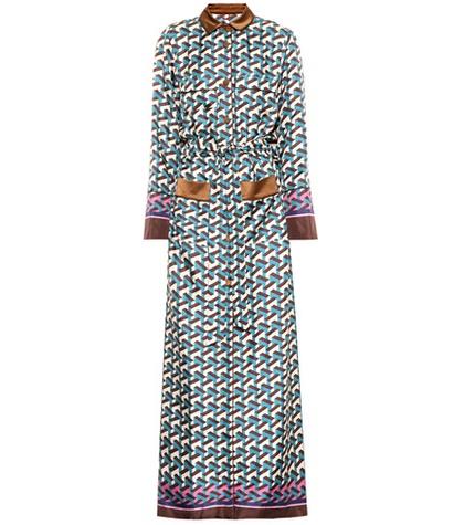 F.r.s For Restless Sleepers Fantaso Printed Silk Maxi Dress
