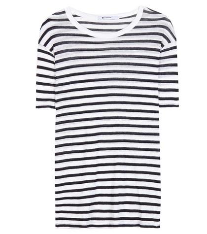 T By Alexander Wang Linen-blend Striped T-shirt