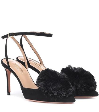 Aquazzura Powder Puff Sling 85 Suede Pumps