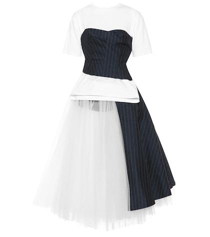 Junya Watanabe Cotton And Tulle Midi Dress