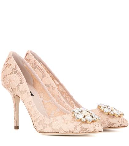 Miu Miu Bellucci Embellished Lace Pumps