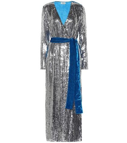 Attico Sequined Velvet Wrap Dress