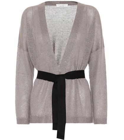 Brunello Cucinelli Sequinned Linen And Silk Cardigan