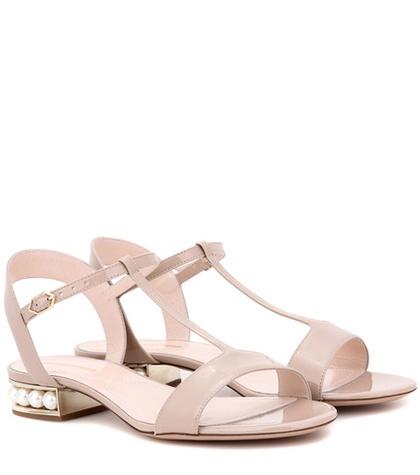 Redvalentino Casati Pearl T-bar Patent Leather Sandals