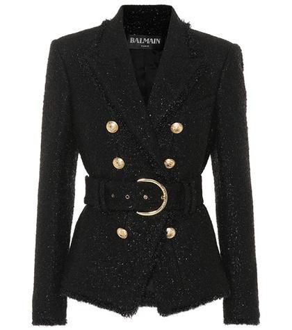 Balmain Belted Wool-blend Jacket