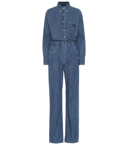 Prada Belted Denim Jumpsuit