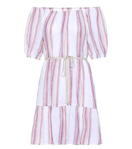 Velvet Cinthia Striped Linen-blend Minidress
