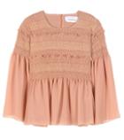 See By Chlo Smocked Cotton Blouse