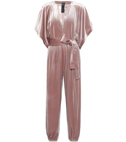 Norma Kamali Rectangle Jog Velvet Jumpsuit
