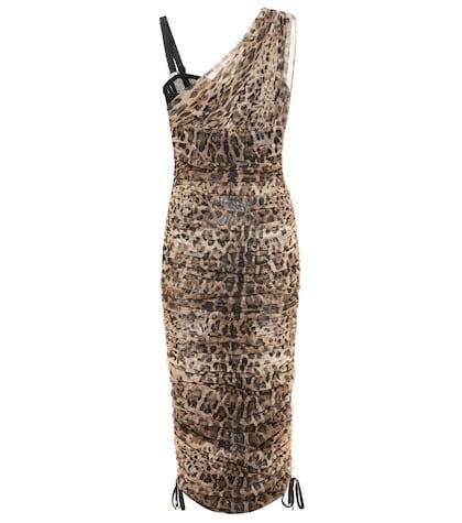 Redvalentino Leopard Cotton And Silk Dress