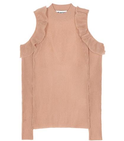 Self-portrait Cold-shoulder Cotton-blend Sweater
