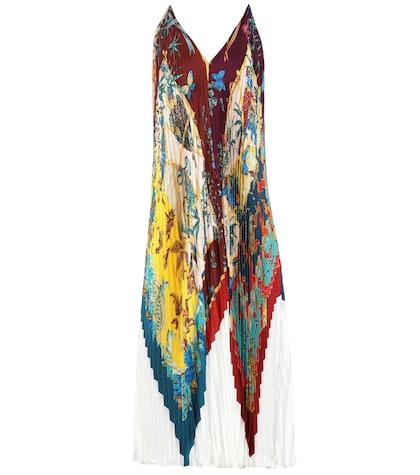 Jimmy Choo Printed Pleated Silk Dress