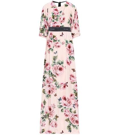 Dolce & Gabbana Floral-printed Velvet Dress
