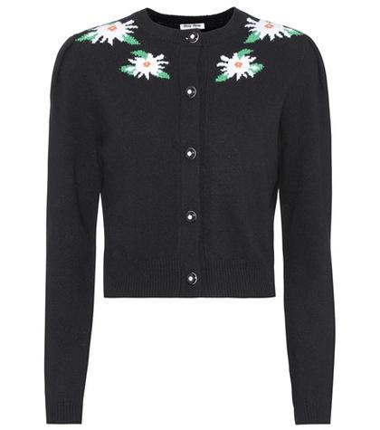 Miu Miu Floral-intarsia Wool Cardigan
