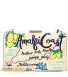 Chlo Amalfi Embroidered Woven Straw Clutch