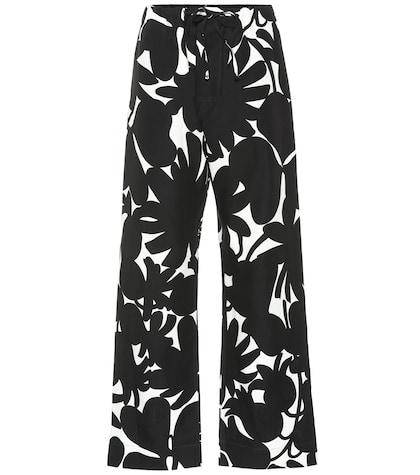 Self-portrait Printed Linen-blend Palazzo Pants