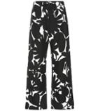 Self-portrait Printed Linen-blend Palazzo Pants