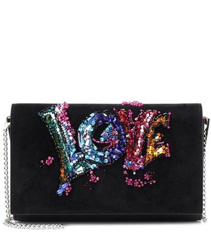 Saint Laurent Paloma Embellished Suede Clutch
