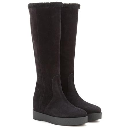 Salvatore Ferragamo Falco Shearling-lined Suede Boots