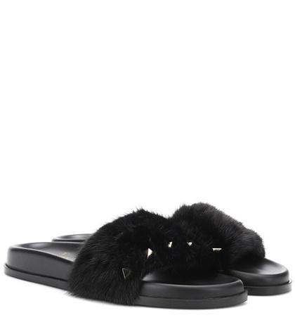 Jardin Des Orangers Valentino Garavani Mink Fur Slides