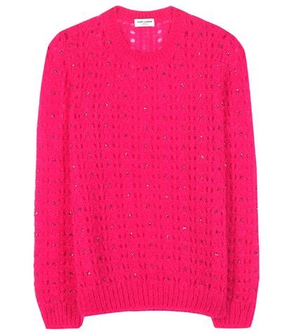 Saint Laurent Embellished Mohair-blend Sweater