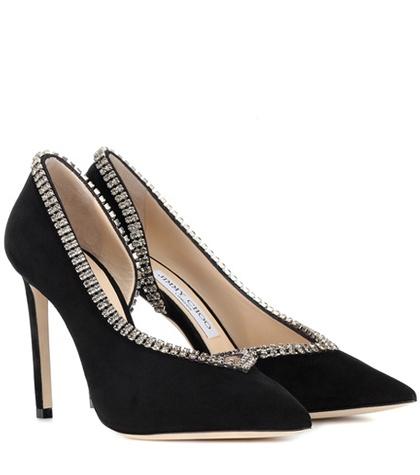 Jimmy Choo Lilian 100 Embellished Suede Pumps