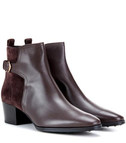 Tod's Suede And Leather Ankle Boots