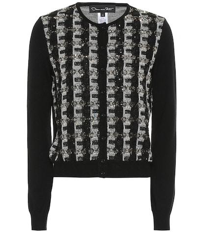 Oscar De La Renta Sequinned Wool Cardigan