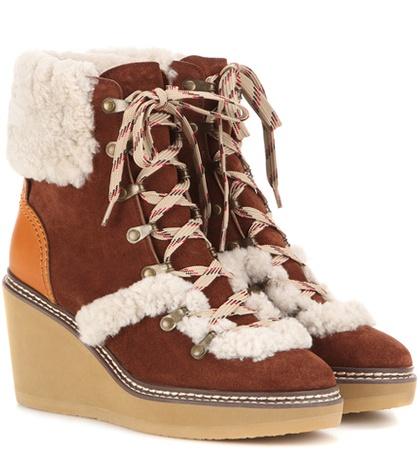 See By Chlo Lace-up Suede Platform Ankle Boots