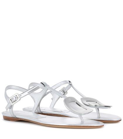 J Brand Thong Chips Embellished Leather Sandals