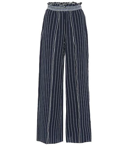 Jonathan Simkhai Striped Slit-front Wide-leg Pants